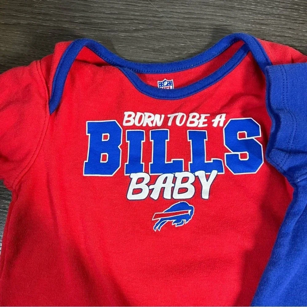 NFL Buffalo Bills Baby Bodysuit Set 24M Red Blue Short Sleeve 2 Pack
